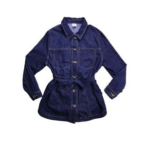 Cabi Denim Jacket Womens XL Blue  Belted Button Front Chore Coat Classic